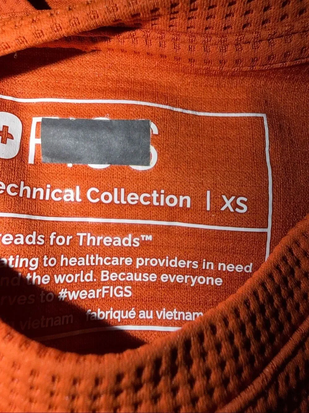 FIGS Waffle Knit Underscrub Crew Neck long sleeve orange Womens XS NWOT